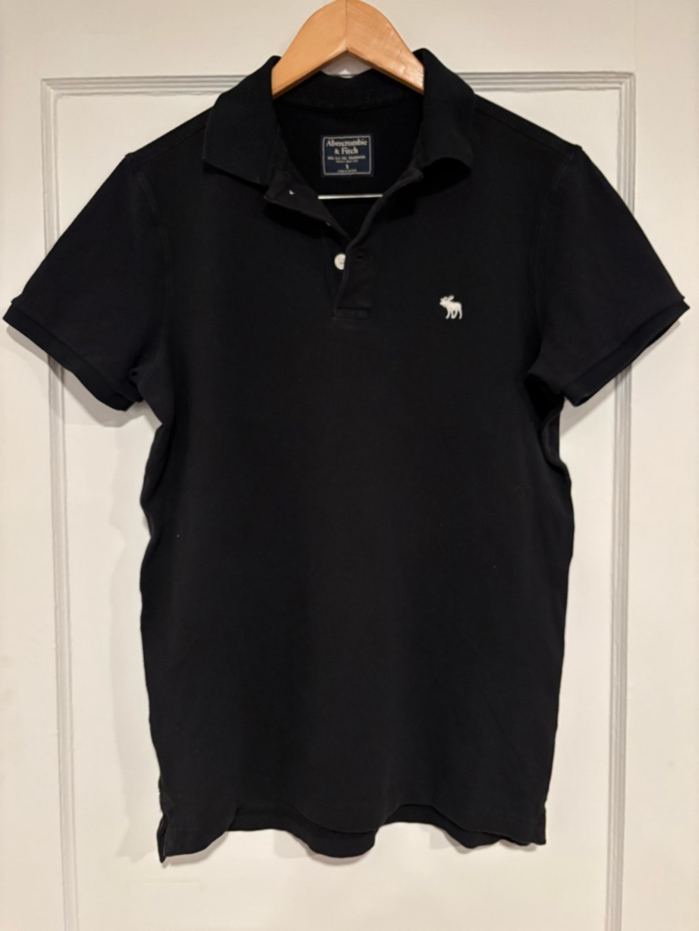 Abercrombie & Fitch Men's Black Polo with White Logo